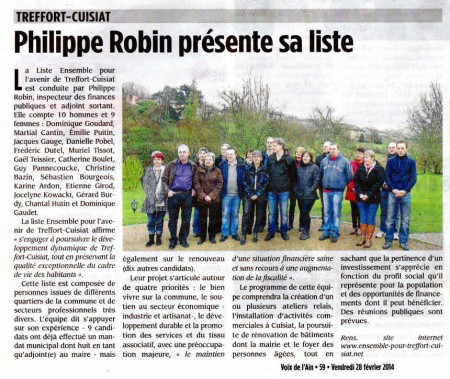 Article de la Voix de l'Ain du 28 Fevrier 2014